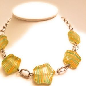 Polished Star Bead Silvertone Necklace